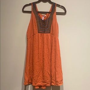 Alya orange dress with multicolored threading